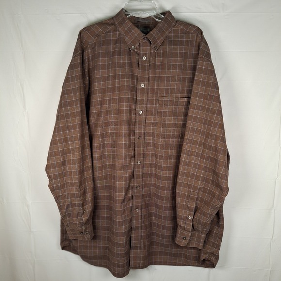Daniel Cremieux Shirt Mens 3XT Tall Long Sleeve Button Down Cotton Brown Plaid - Picture 2 of 11